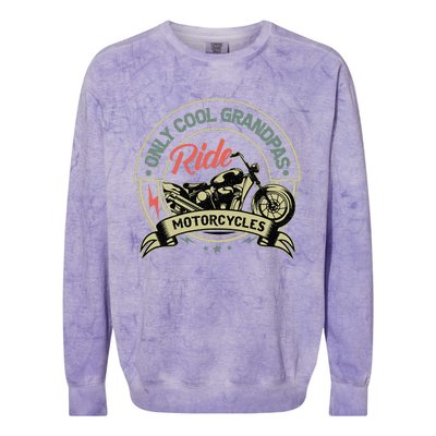 Vintage Only Cool Grandpas Ride Motorcycles  Colorblast Crewneck Sweatshirt