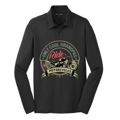 Vintage Only Cool Grandpas Ride Motorcycles  Silk Touch Performance Long Sleeve Polo