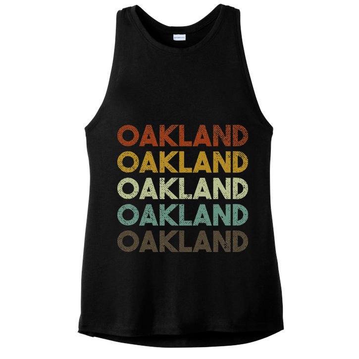 Vintage Oakland California 80s Retro Style Ladies PosiCharge Tri-Blend Wicking Tank