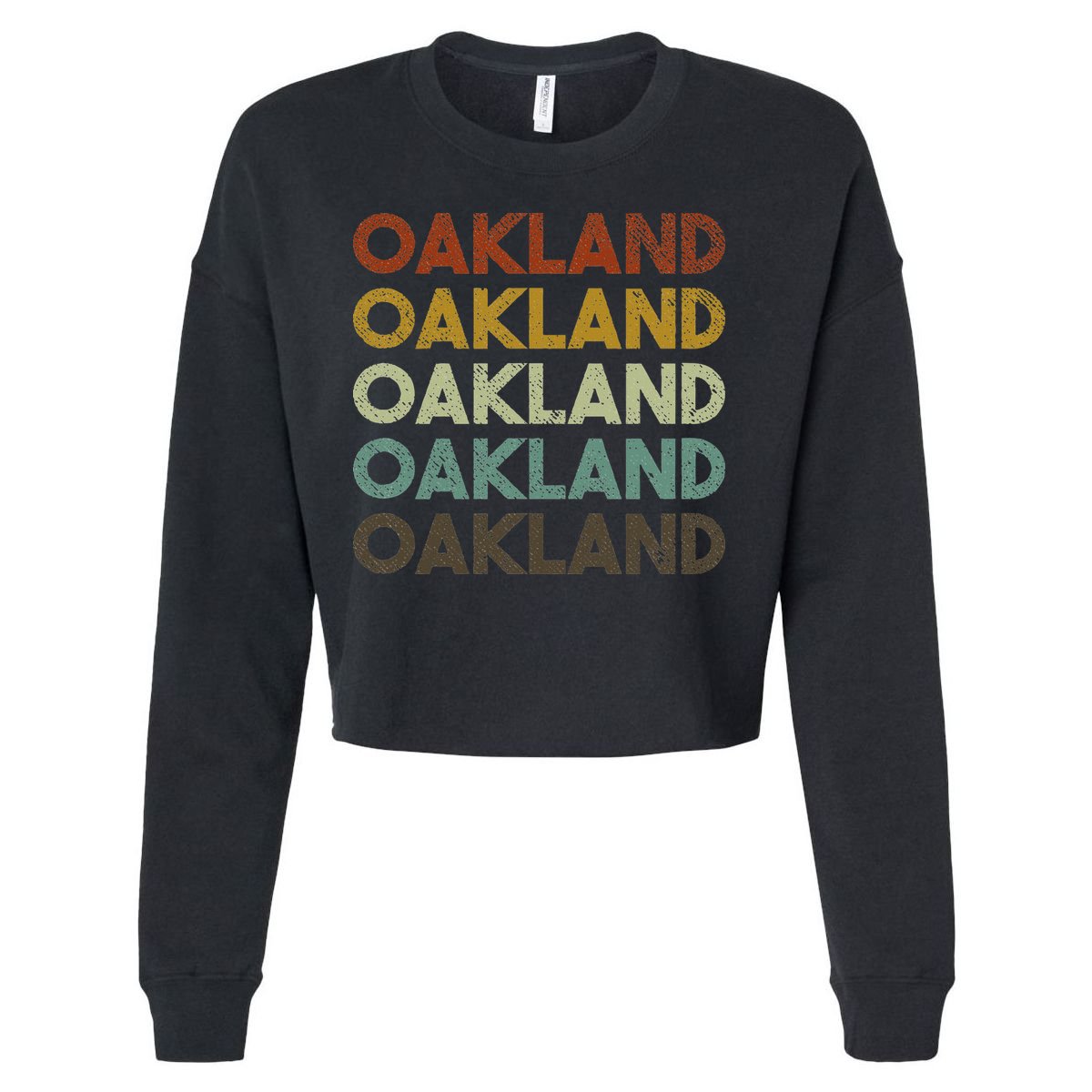 Vintage Oakland California 80s Retro Style Cropped Pullover Crew