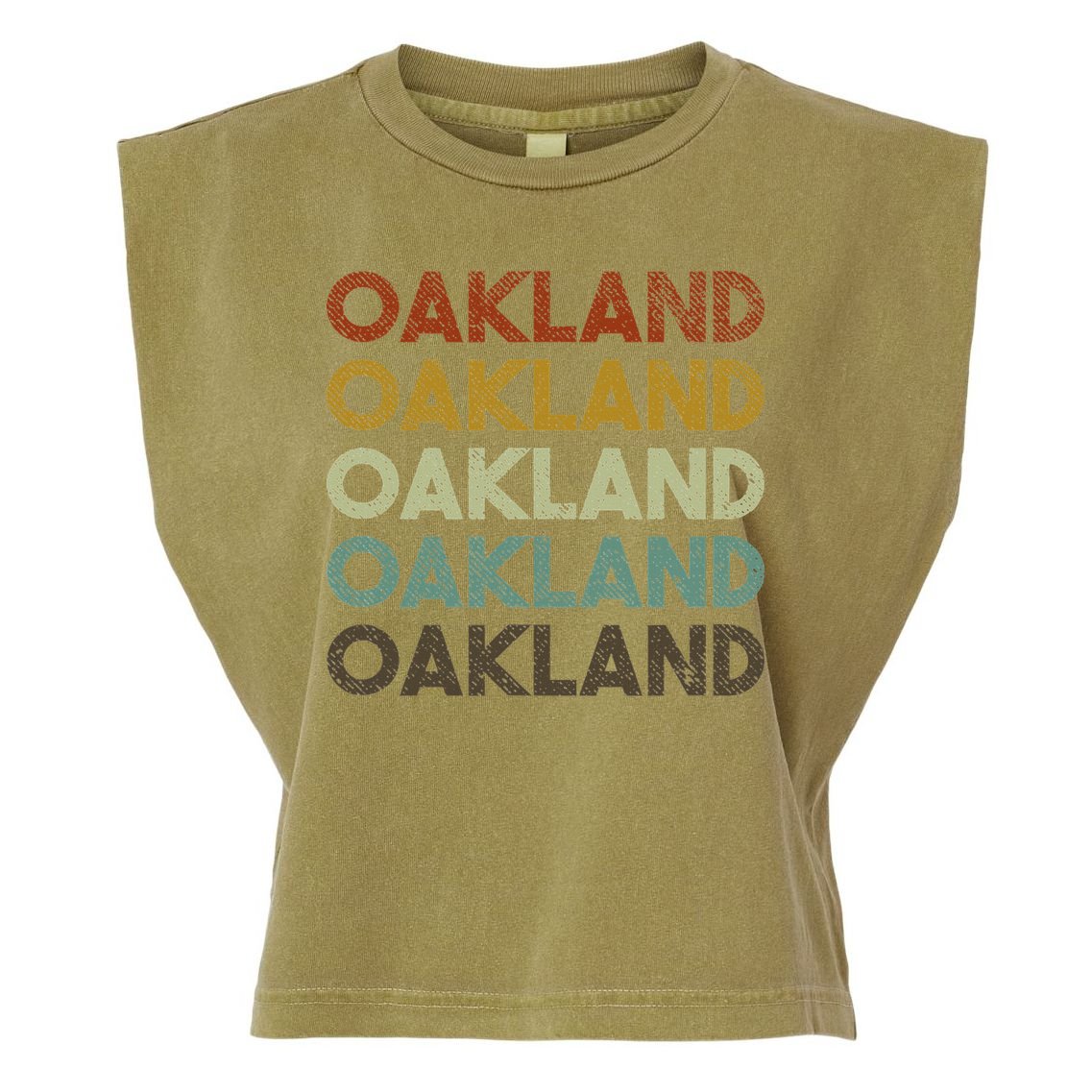 Vintage Oakland California 80s Retro Style Garment-Dyed Women's Muscle Tee