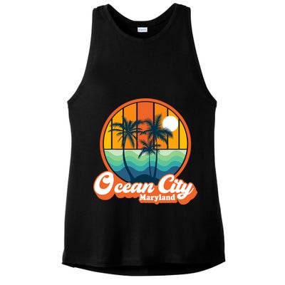 Vintage Ocean City Maryland Summer Vacation Beach Souvenirs Ladies PosiCharge Tri-Blend Wicking Tank