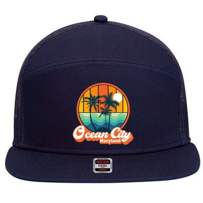 Vintage Ocean City Maryland Summer Vacation Beach Souvenirs 7 Panel Mesh Trucker Snapback Hat