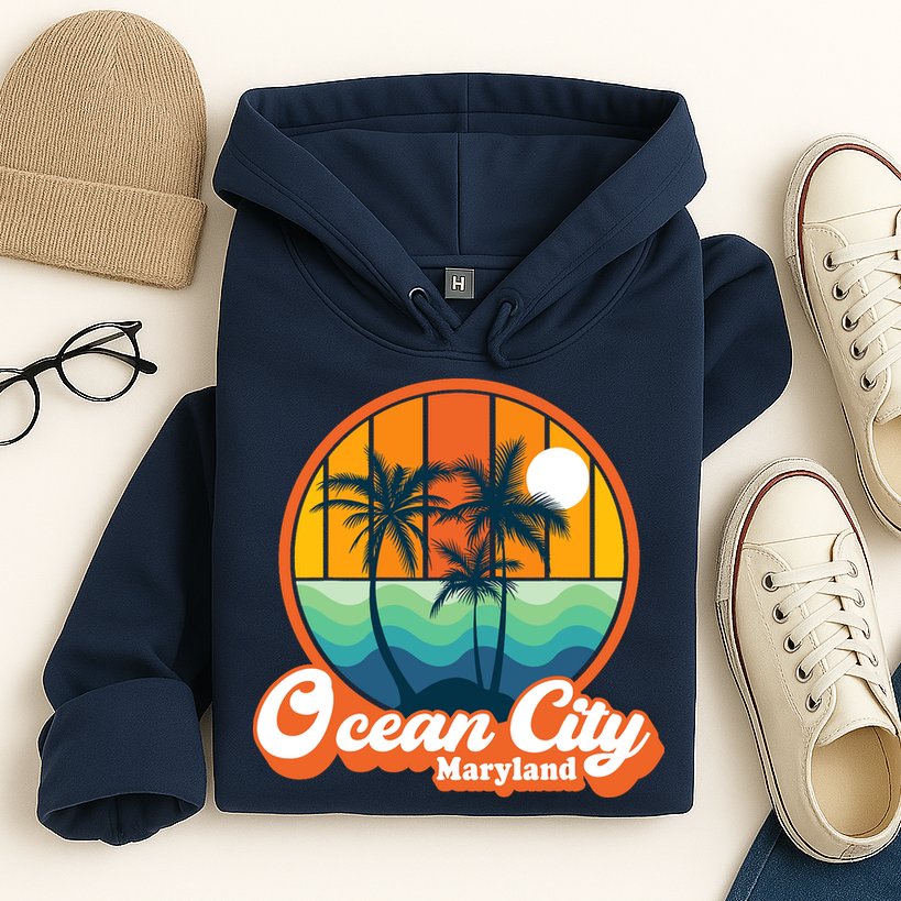 Vintage Ocean City Maryland Summer Vacation Beach Souvenirs Hoodie