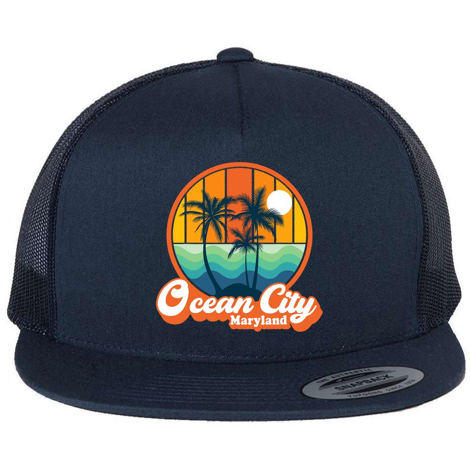 Vintage Ocean City Maryland Summer Vacation Beach Souvenirs Flat Bill Trucker Hat