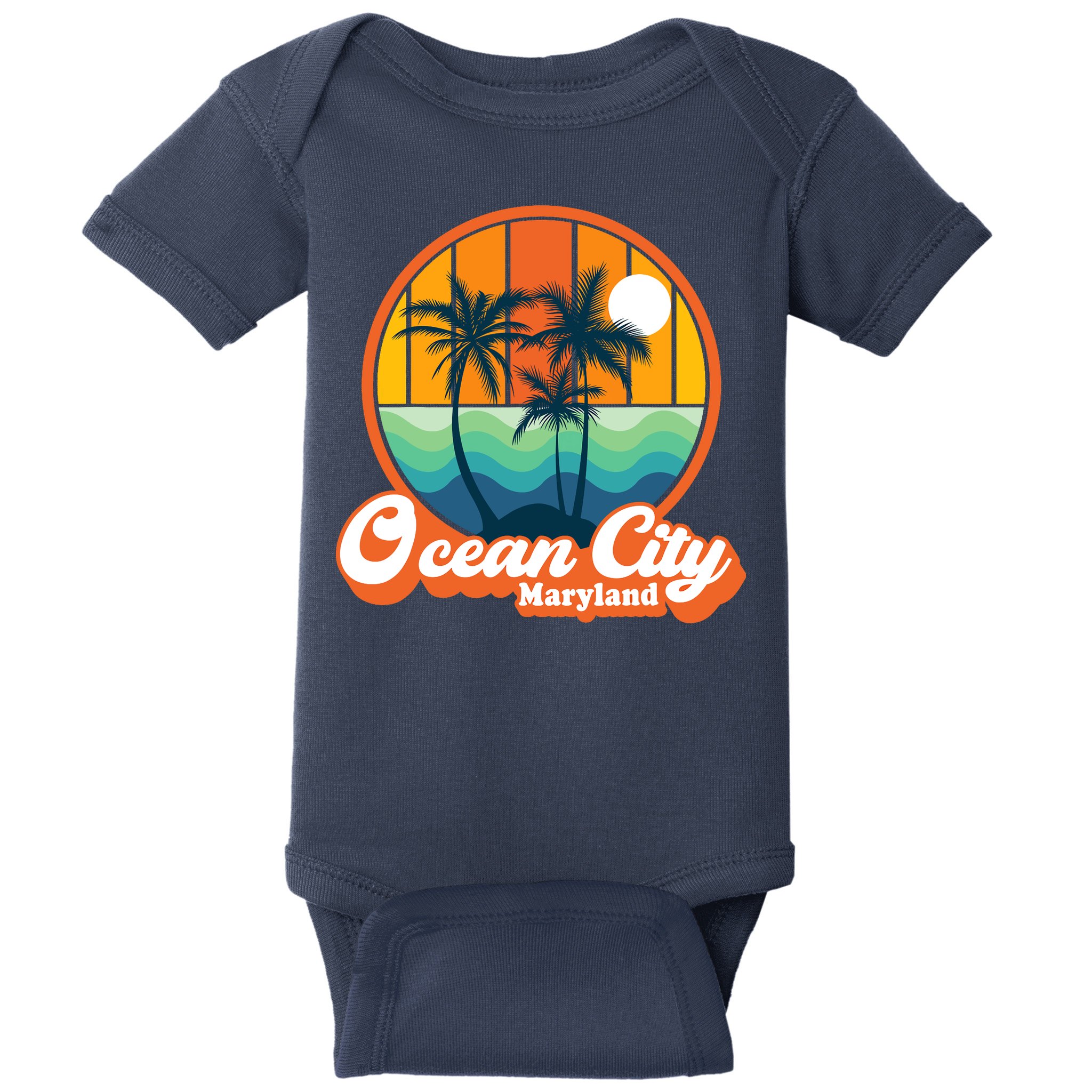 Vintage Ocean City Maryland Summer Vacation Beach Souvenirs Baby Bodysuit