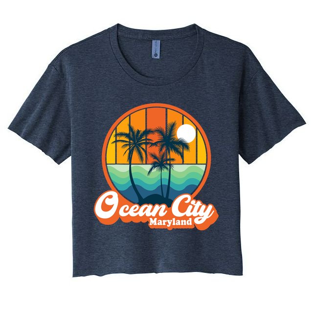 Vintage Ocean City Maryland Summer Vacation Beach Souvenirs Crop Top