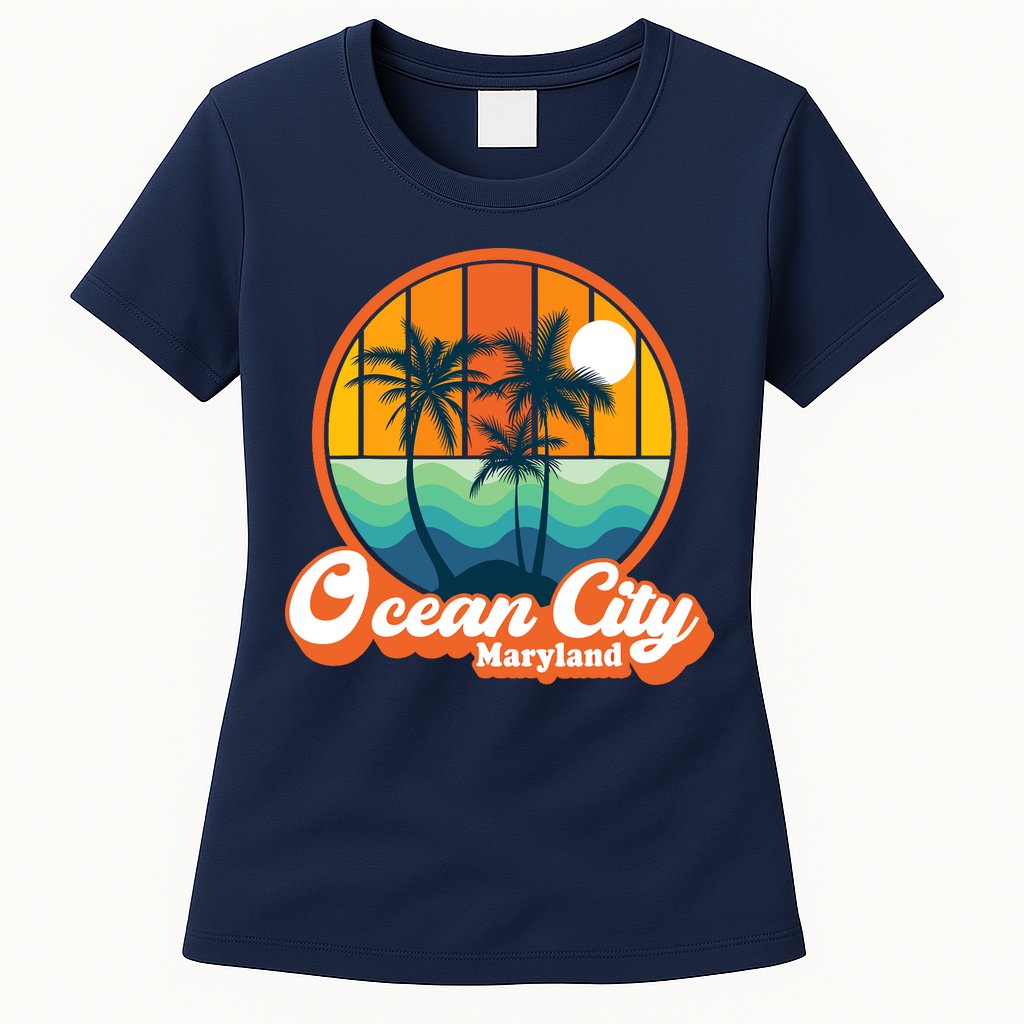 Vintage Ocean City Maryland Summer Vacation Beach Souvenirs Womens T-Shirt