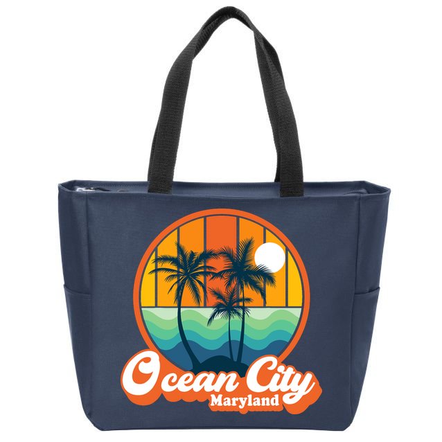 Vintage Ocean City Maryland Summer Vacation Beach Souvenirs Zip Tote Bag