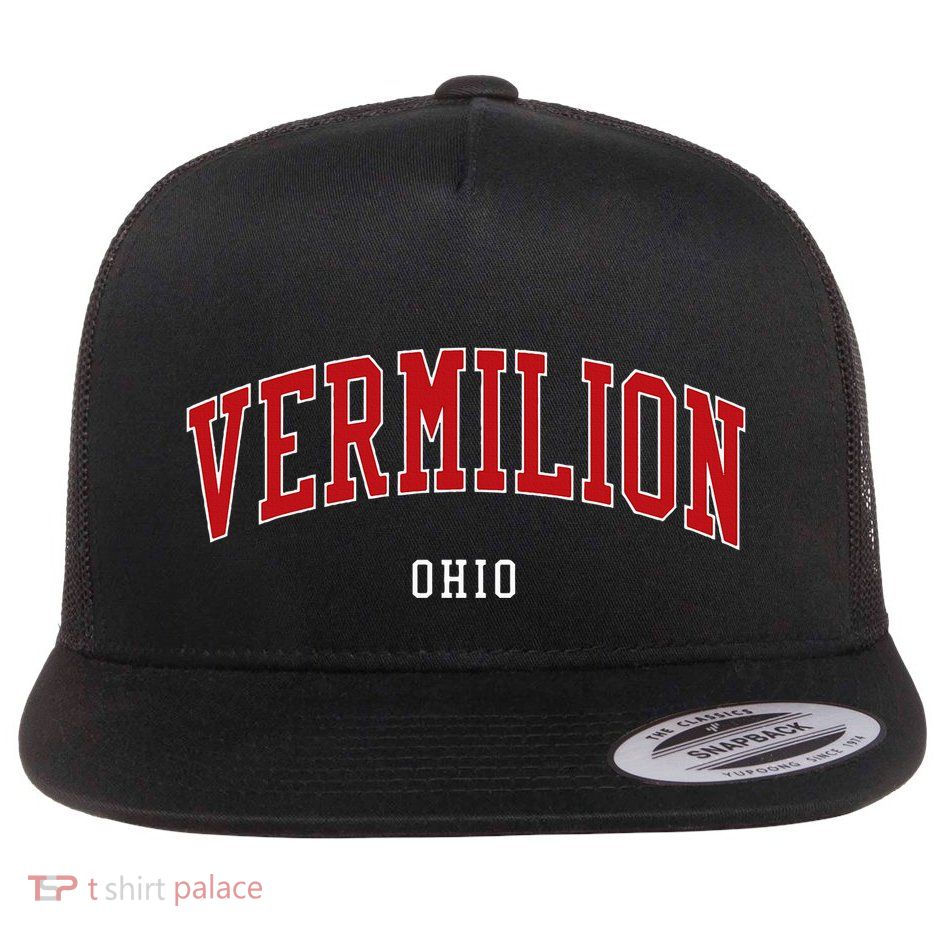 Vermilion Ohio College Style Flat Bill Trucker Hat