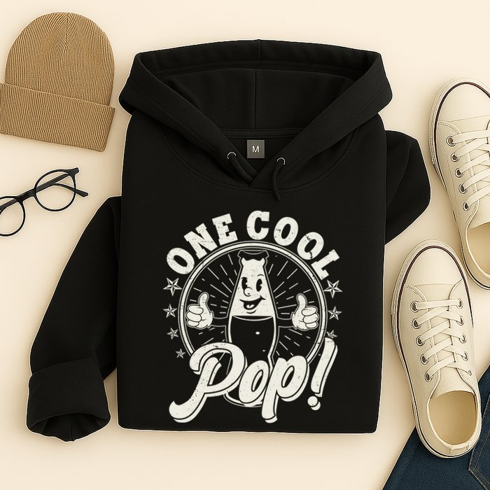 Vintage One Cool Pop Dad Grandpa Retro Cartoon Soda Pop Hoodie