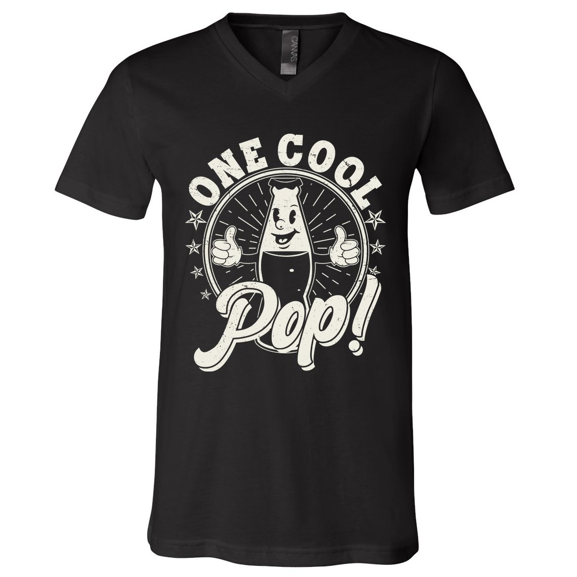 Vintage One Cool Pop Dad Grandpa Retro Cartoon Soda Pop V-Neck T-Shirt