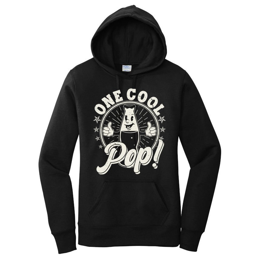 Vintage One Cool Pop Dad Grandpa Retro Cartoon Soda Pop Women's Pullover Hoodie
