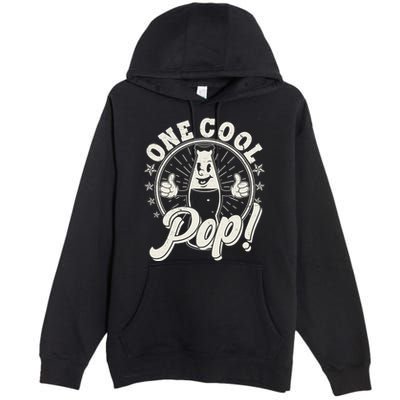Vintage One Cool Pop Dad Grandpa Retro Cartoon Soda Pop Premium Pullover Hoodie