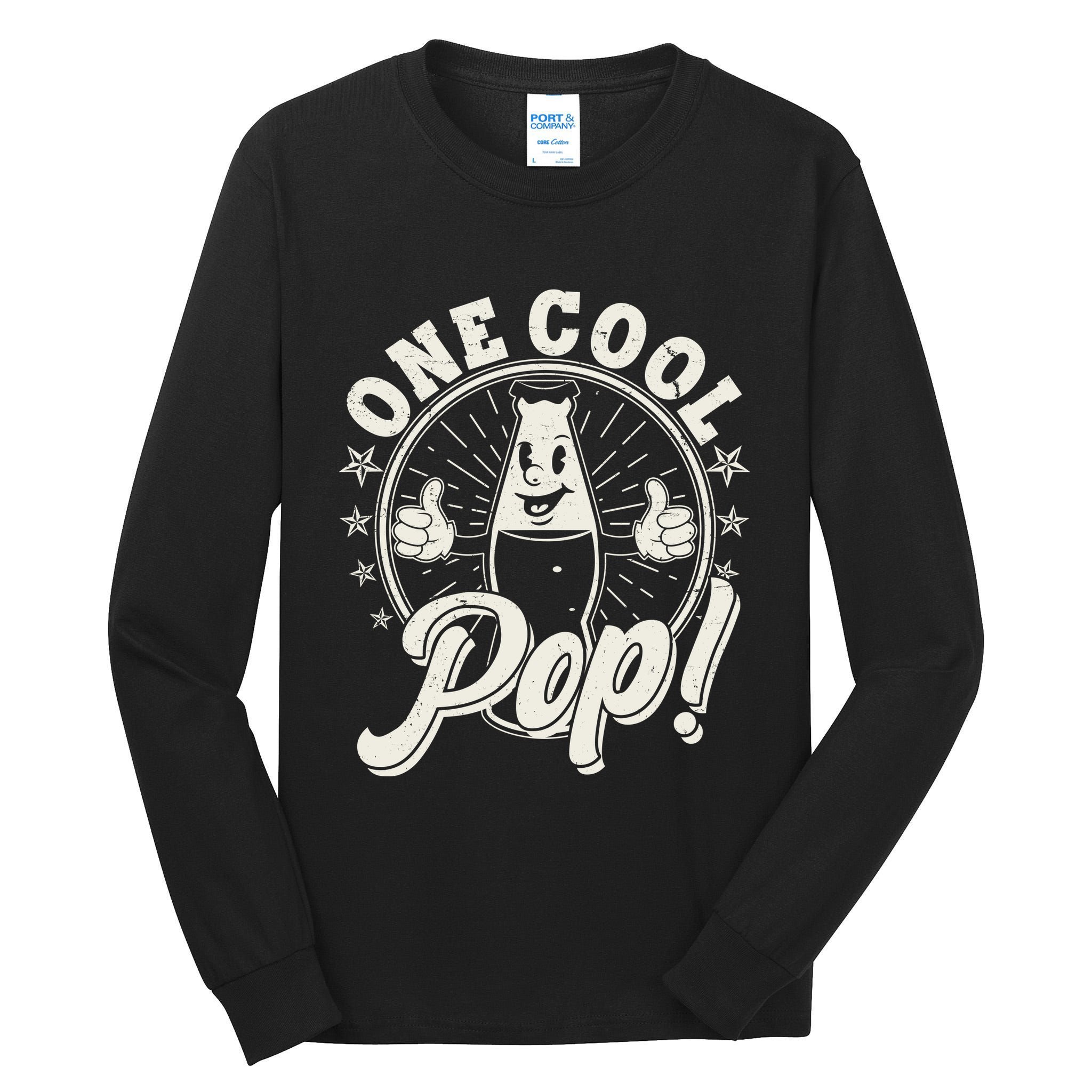 Vintage One Cool Pop Dad Grandpa Retro Cartoon Soda Pop Tall Long Sleeve T-Shirt