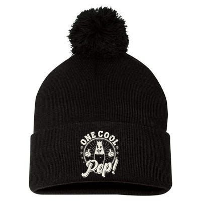 Vintage One Cool Pop Dad Grandpa Retro Cartoon Soda Pop Pom Pom 12in Knit Beanie