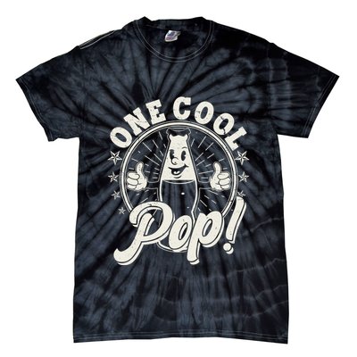 Vintage One Cool Pop Dad Grandpa Retro Cartoon Soda Pop Tie-Dye T-Shirt