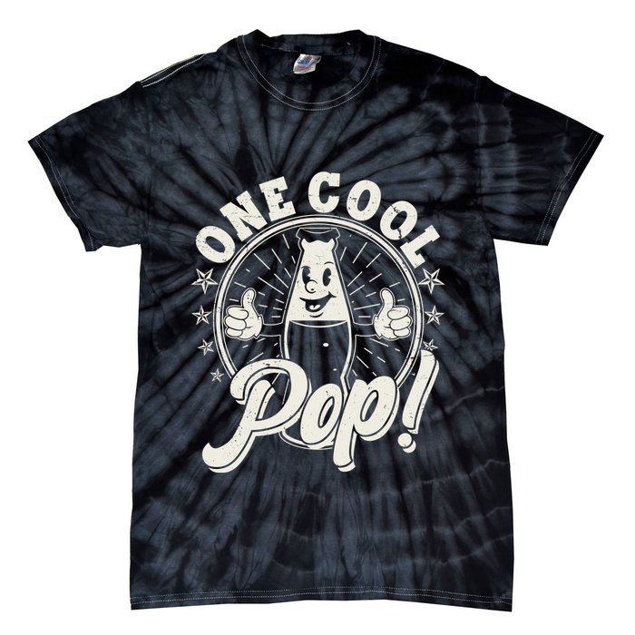 Vintage One Cool Pop Dad Grandpa Retro Cartoon Soda Pop Tie-Dye T-Shirt