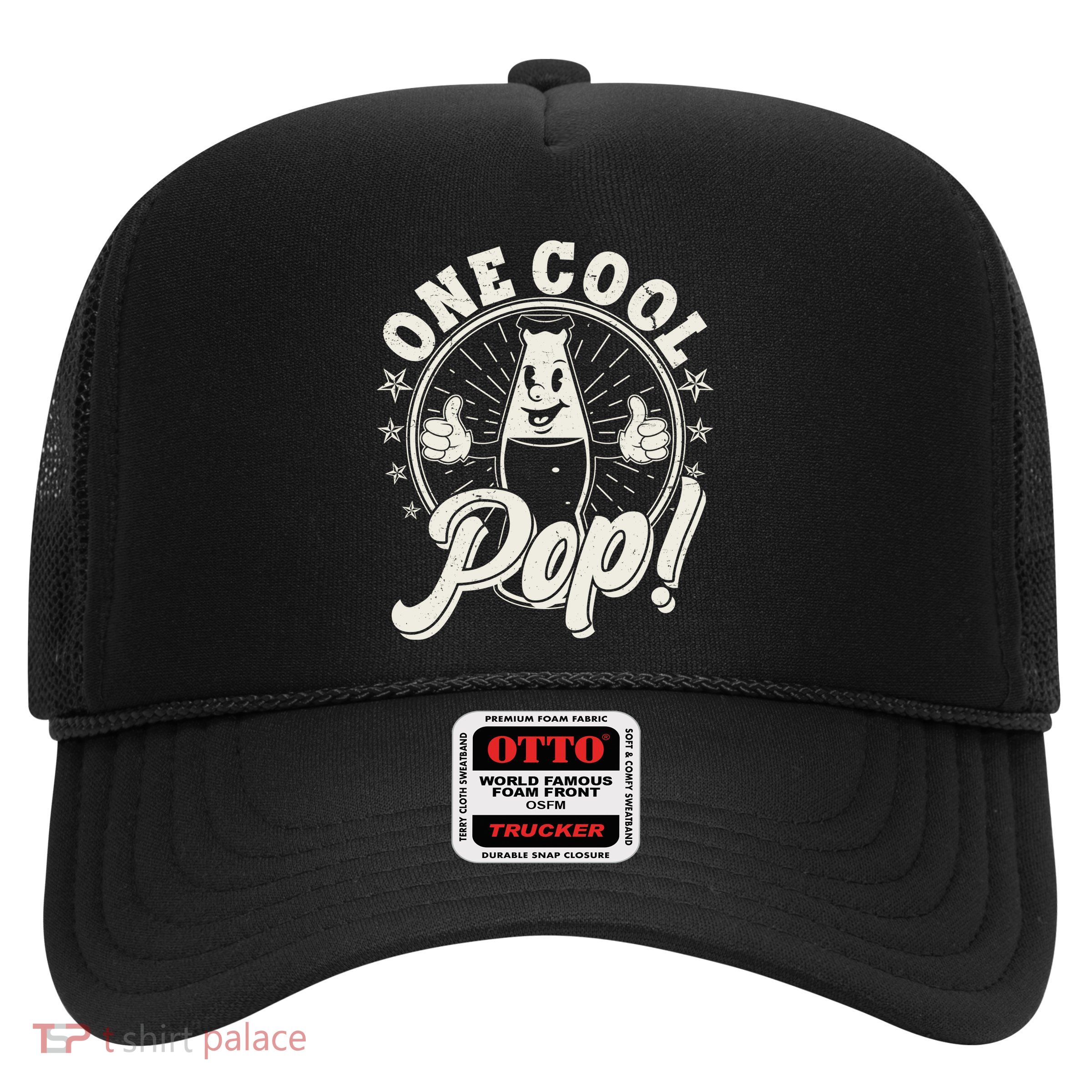 Vintage One Cool Pop Dad Grandpa Retro Cartoon Soda Pop Trucker Hat