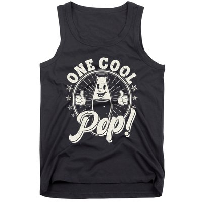 Vintage One Cool Pop Dad Grandpa Retro Cartoon Soda Pop Tank Top
