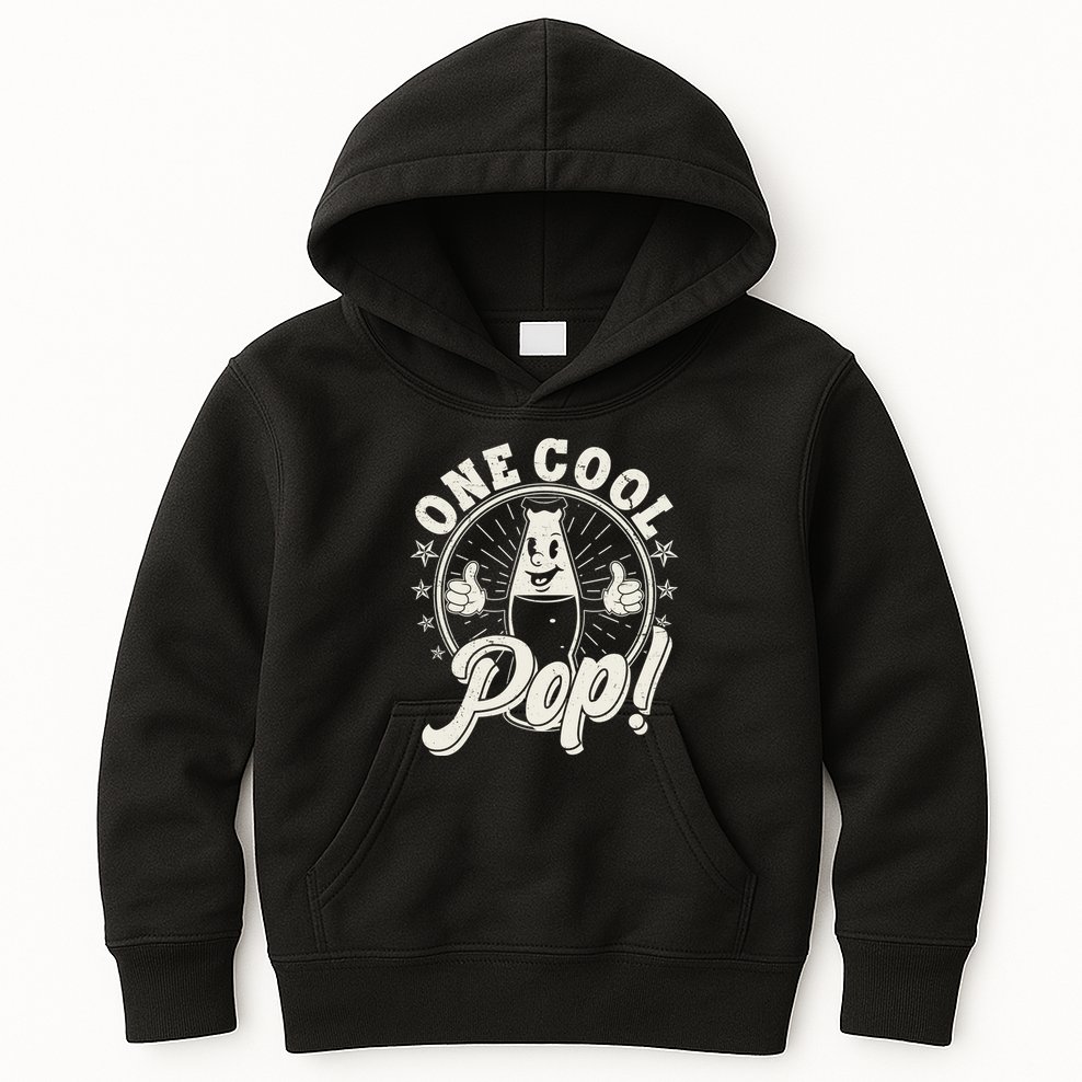 Vintage One Cool Pop Dad Grandpa Retro Cartoon Soda Pop Kids Hoodie