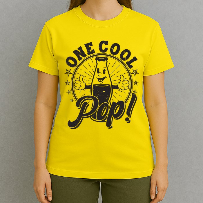 Vintage One Cool Pop Dad Grandpa Retro Cartoon Soda Pop T-Shirt