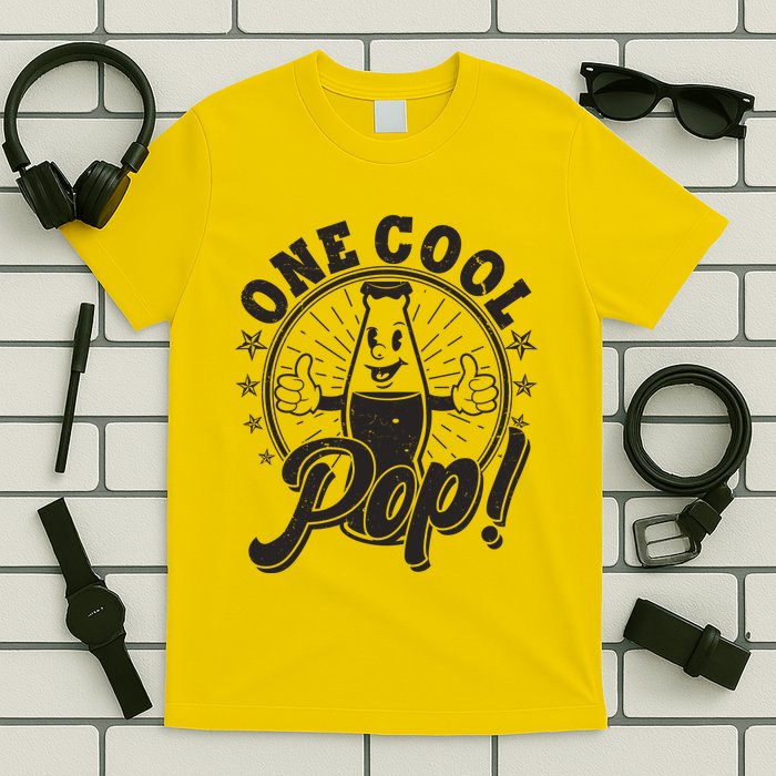 Vintage One Cool Pop Dad Grandpa Retro Cartoon Soda Pop T-Shirt