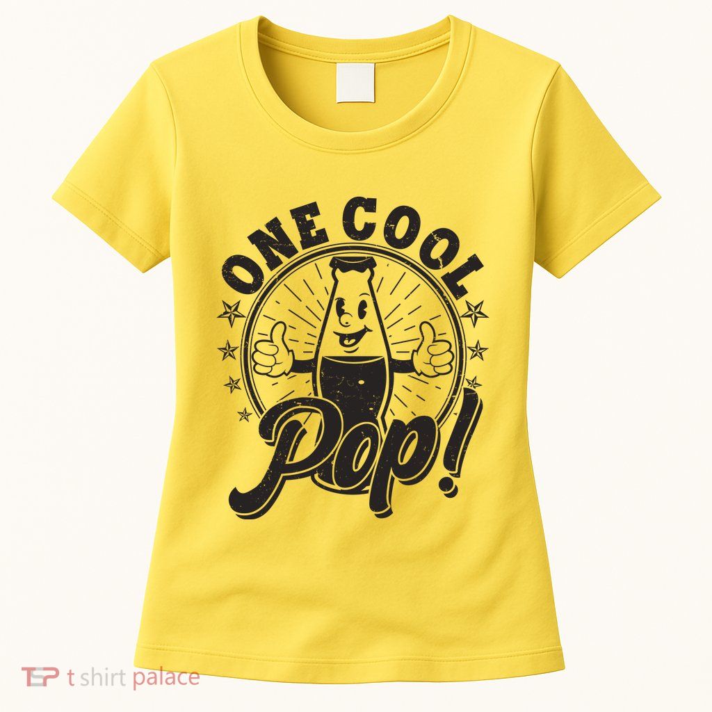 Vintage One Cool Pop Dad Grandpa Retro Cartoon Soda Pop Womens T-Shirt