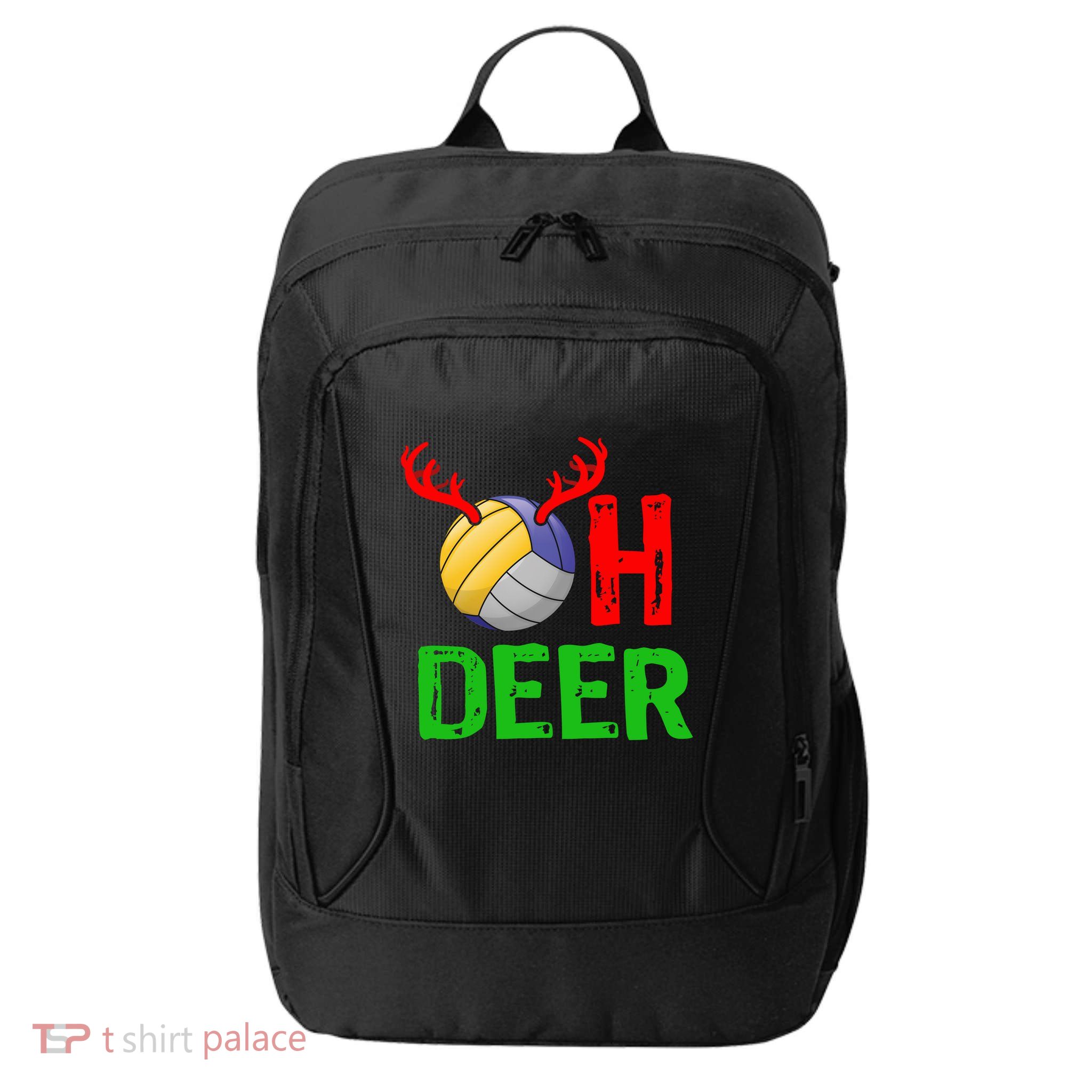 Volleyball Oh Deer Gift Funny Christmas Reindeer Top City Backpack