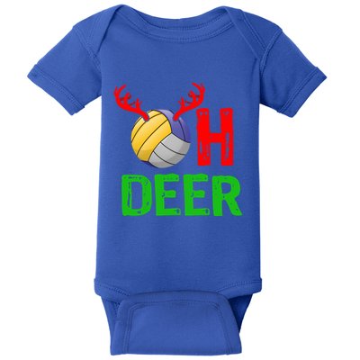 Volleyball Oh Deer Gift Funny Christmas Reindeer Top Baby Bodysuit