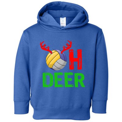 Volleyball Oh Deer Gift Funny Christmas Reindeer Top Toddler Hoodie