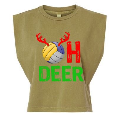 Volleyball Oh Deer Gift Funny Christmas Reindeer Top Garment-Dyed Women's Muscle Tee