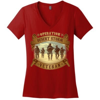 Vintage Operation Desert Storm Veteran Women's V-Neck T-Shirt