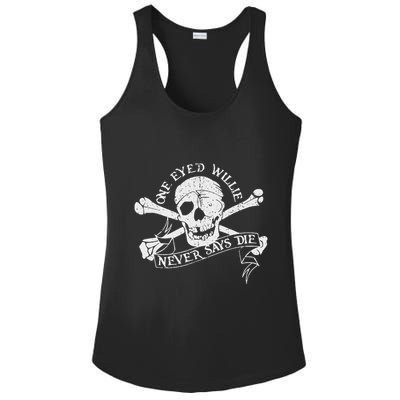 Vintage One Eyed Willie Never Says Die Ladies PosiCharge Competitor Racerback Tank