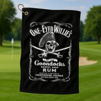 Vintage One Eyed Willys Pirate Rum With Back Print Golf Towel