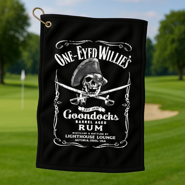 Vintage One Eyed Willys Pirate Rum With Back Print Golf Towel