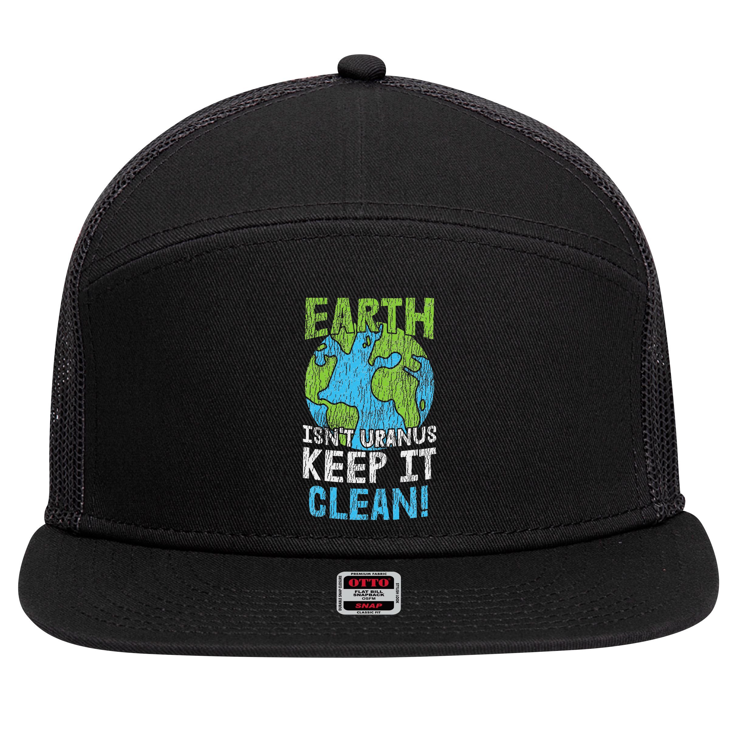 Vintage Our Earth Isn't Uranus Climate Change Earth Day 7 Panel Mesh Trucker Snapback Hat