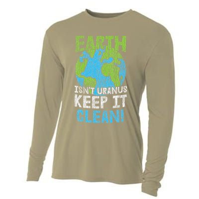 Vintage Our Earth Isn't Uranus Climate Change Earth Day Cooling Performance Long Sleeve Crew