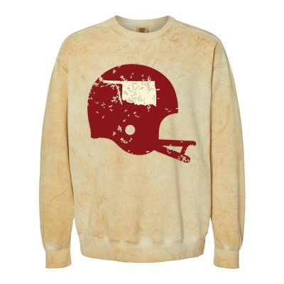 Vintage Oklahoma Football Helmet State Outline Colorblast Crewneck Sweatshirt