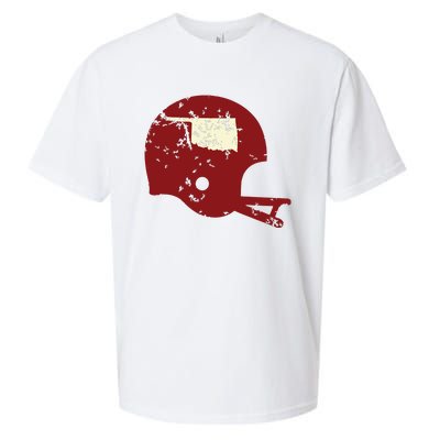 Vintage Oklahoma Football Helmet State Outline Sueded Cloud Jersey T-Shirt