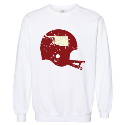 Vintage Oklahoma Football Helmet State Outline Garment-Dyed Sweatshirt