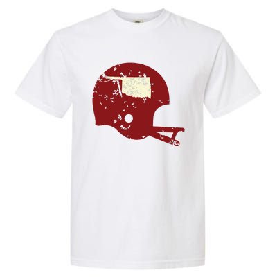 Vintage Oklahoma Football Helmet State Outline Garment-Dyed Heavyweight T-Shirt