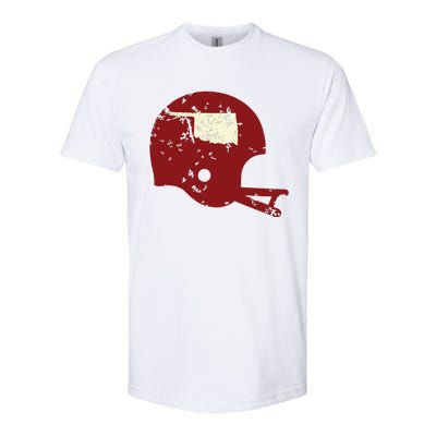 Vintage Oklahoma Football Helmet State Outline Softstyle CVC T-Shirt