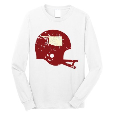 Vintage Oklahoma Football Helmet State Outline Long Sleeve Shirt