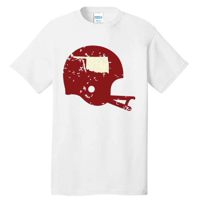 Vintage Oklahoma Football Helmet State Outline Tall T-Shirt