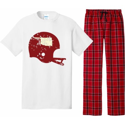 Vintage Oklahoma Football Helmet State Outline Pajama Set