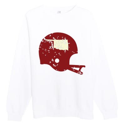 Vintage Oklahoma Football Helmet State Outline Premium Crewneck Sweatshirt