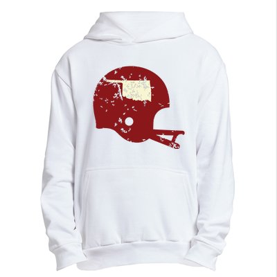 Vintage Oklahoma Football Helmet State Outline Urban Pullover Hoodie