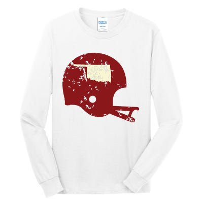 Vintage Oklahoma Football Helmet State Outline Tall Long Sleeve T-Shirt