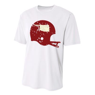 Vintage Oklahoma Football Helmet State Outline Performance Sprint T-Shirt